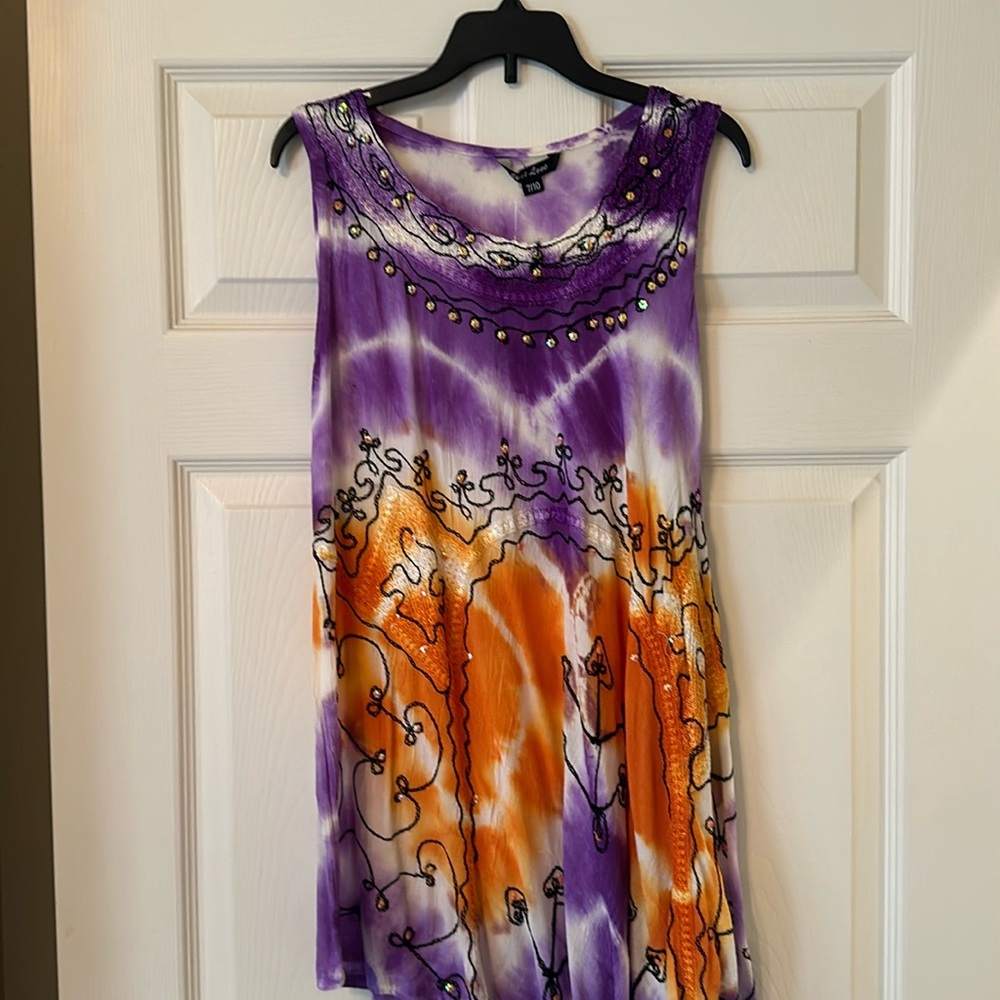 (New) Girl’s swimsuit cover tie dye purple and orange dress